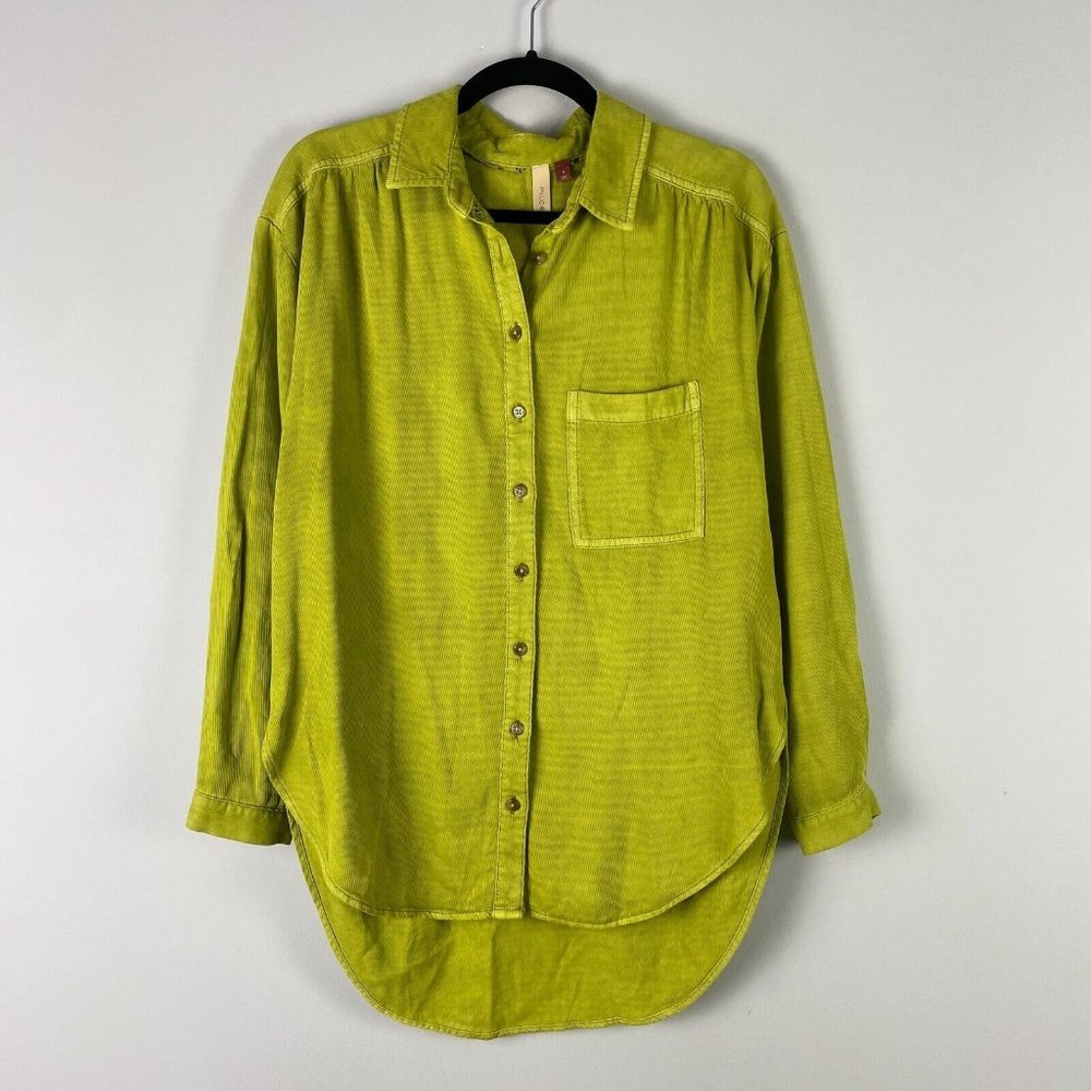Anthropologie Pilcro The Bo Boyfriend Buttondown Small Lime Green